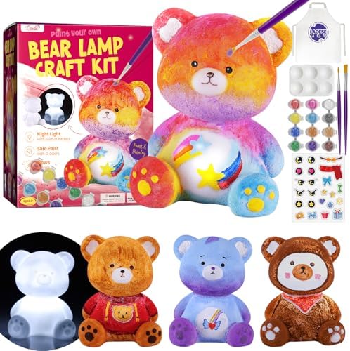 Paint Your Own Bear Lamp Kit, Crafts for Kids Ages 6-12, Gifts for Girl Boy by Laoese