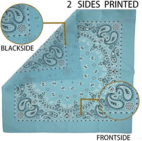 6 Pack 12 Pack Bandanas 2 Sides Printed 22inch Unisex Cowboy Kerchiefs