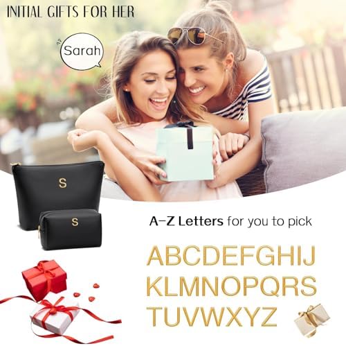 Gifts for Women Girls Personalized Initial Travel Makeup Bag - Image 2