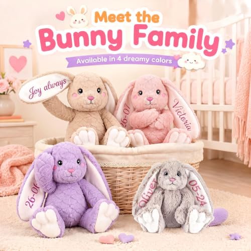 Personalized Bunny Plush with Embroidery Name, Custom Bunny Stuffed Animal - Image 6