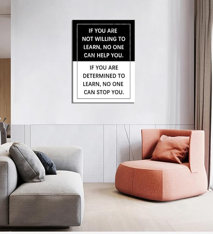 Inspirational Poster for Office Determined to Learn Entrepreneur Quote Positive Motivational Canvas Wall Art Painting Prints Wall Pictures for Living Room Home Decor Framed Artwork [30''W x 40''H]