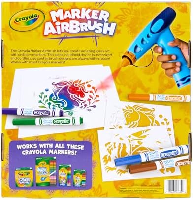 Crayola Marker Airbrush Spray Art Kit, 8 Washable Markers, 5 Stencils - Image 4