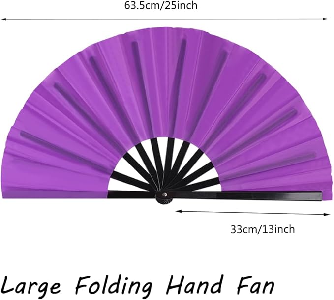 4 Pack Large Folding Hand Fan for Line Dance & Popping, Large Clap Rave Fan Chinese Kung Fu Hand Fan Decorative Folding Fans for Dancing Boots on The Ground(Purple)