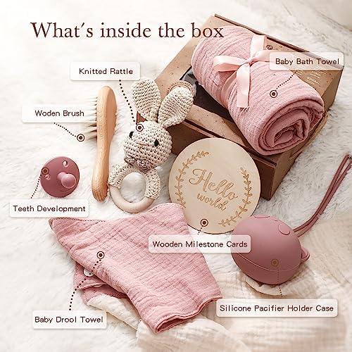 EERKEOD Baby Gift Set for Newborn New Baby Gift Set - Newborn Baby Essentials Baby Bath Set with Baby Blanket Baby Rattle - New Born Baby Girls Gift & Baby Boy Gifts for Baby Shower - Image 2