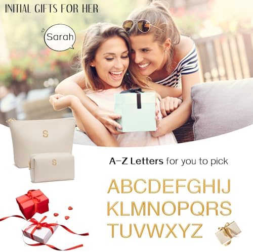 Gifts for Women Girls Personalized Initial Travel Makeup Bag - Image 2
