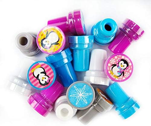 TINYMILLS 24 Pcs Penguin Assorted Stamps for Kids Self Ink Stamps (12 Different Designs) Birthday Party, Stocking Stuffers, Party Favors, Goody Bag Filler Treats, Classroom Rewards