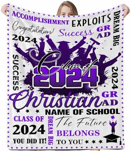 Blanket with Pictures Customized Senior Blanket Personalized Blankets Graduation Gift Blanket Class of 2024 Graduation Gifts Best Friend Blanket Custom Blankets with Photos 80x60inch by Unknown