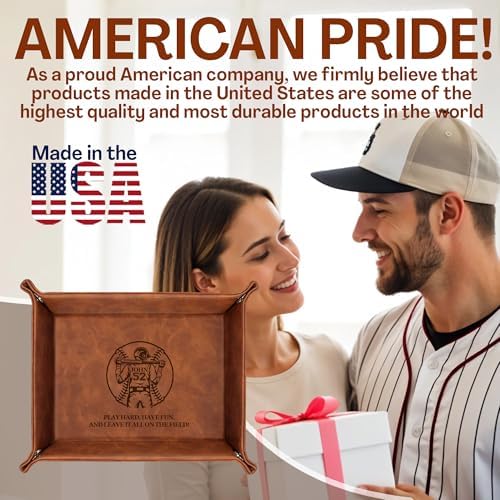 Personalized Baseball Leather Valet Tray with Engraved Name – Custom Nightstand Organizer for Men, Perfect Dad Birthday Gift Idea for Husband, Boyfriend or Father’s Day - Image 7