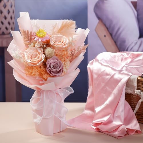 Lovenfold Preserved Flowers Bouquets for Delivery, Champagne Rose Bouquets that Last 1-3 Years, Birthday Gifts for Women Mom Grandma Wife Friends - Image 6