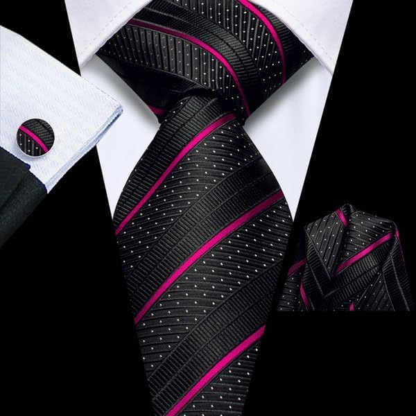 Hi-Tie Lot 5 Pcs Gift Box Mens Tie Set Necktie with Pocket Square Cufflinks Silk Neck Tie Collection - Image 3