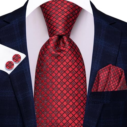 Hi-Tie Lot 5 Pcs Gift Box Mens Tie Set Necktie with Pocket Square Cufflinks Silk Neck Tie Collection - Image 4