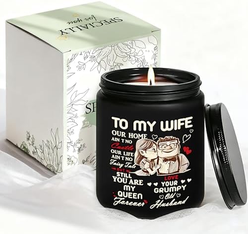 to My Wife Gifts - Birthday Gift for Wife from Husband, Christmas Gifts for Her, Anniversary Valentine's Day Wedding Bride Present, Romantic Lavender Scented Candle - Black by Amzsudy