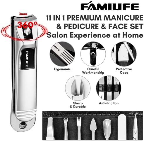 FAMILIFE Stainless Steel Manicure Set 11-in-1 Professional Nail Clipper Kit - Image 3