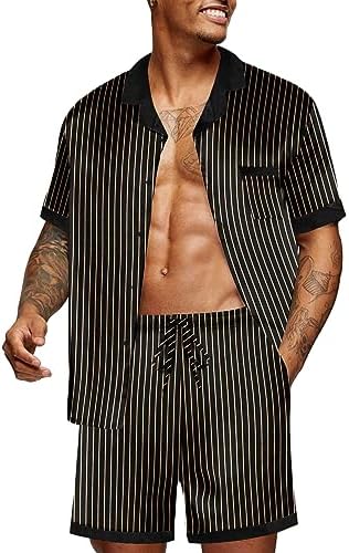 Ekouaer Men Silk Pajamas Set 2 Pieces Satin Pj Button Down Loungewear Sets by EKOUAER
