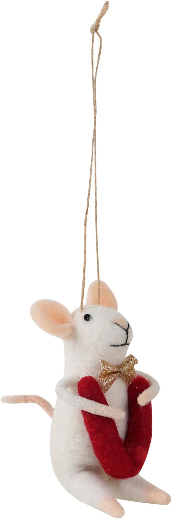 SOFFEE DESIGN Set of 5 Felt Mice Souvenirs Gifts for Wedding, Christmas Hanging Ornaments White Felt Mouse Animal Figurines Tabletop Decor for Anniversary Party Valentine's Day Gift for Women