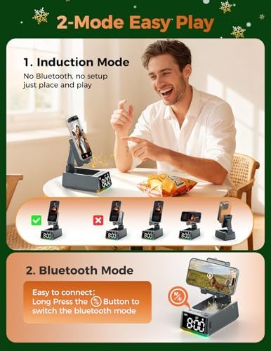 Bluetooth Speaker Birthday Gift for Men:Induction Cell Phone Stand Gray - Image 5