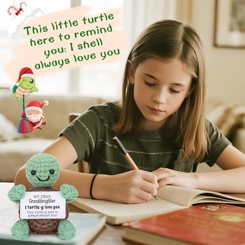 4THFARMES Mini Funny Turtle Granddaughter Gifts from Grandma Grandpa, Birthday Gifts for Granddaughter from Grandparents, I Love You Small Cute Stuff Things, Handmade Emotional Positive Turtle - Image 5