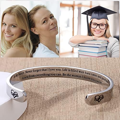 TONY & SANDY Inspirational Bracelets for Women Teen Girls Personalized Gifts for Daughter Granddaughter Mom Sister Friends Stainless Steel Engraved Cuff Birthday Easter Christmas - Image 4