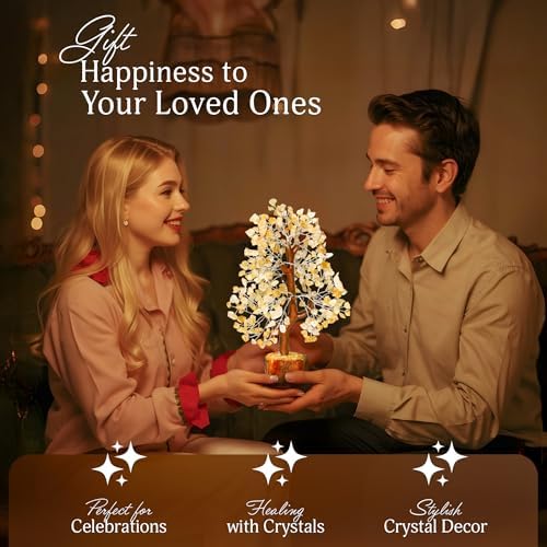 YATSKIA Citrine Crystal Tree | Natural Crystal Money Tree Desk Decor | Crystal Tree of Life | Shelf Decor for Bedroom | Birthday Gifts for Women | 10 Inch 300 Beads - Image 5