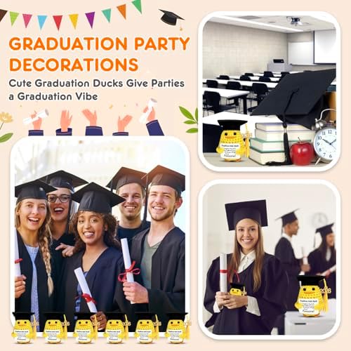 Graduation Gifts Set Class Of 2026，6 Pcs Positive Ducks With Grad Cap，Funny Gifts For High School College For Her Girls Him Boys，Handmade Inspiring Emotional Support Positive Crochet Animals (Duck) - Image 5