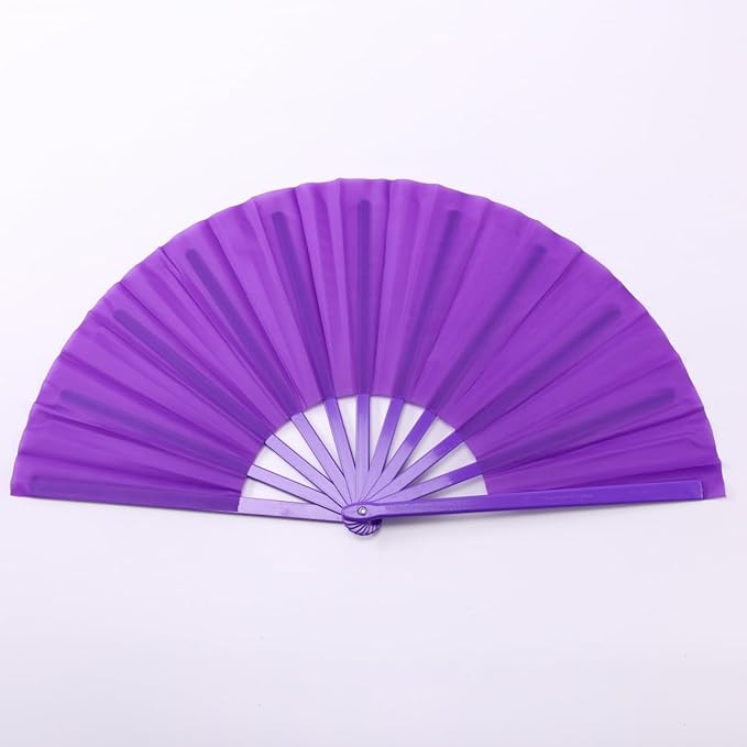 Plastic 13inch Large Rave Fan Popping Fan Clacking Fans for Line Dancing,Hand Fans for Women Foldable,Outdoor,Wedding,Party (Purple)