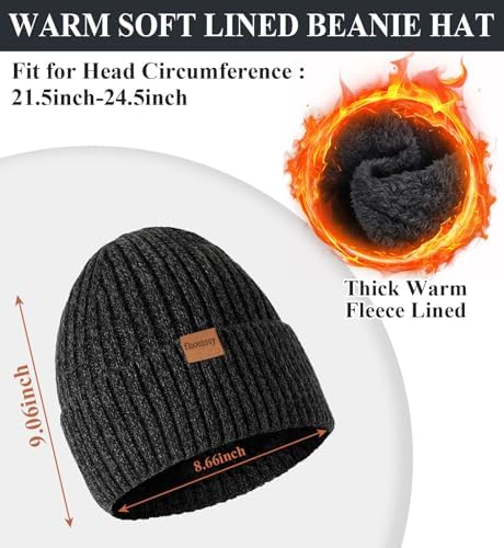floconssy Men's Winter Hat Scarf Gloves Set of 3, Knit Thermal Combo Gifts - Image 2