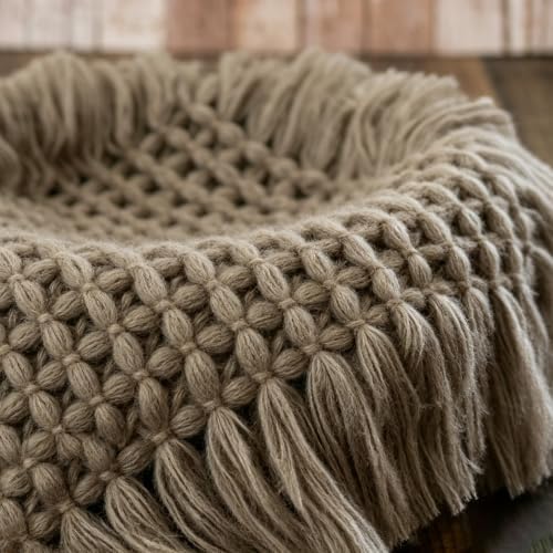 Newborn Photography Layer Props Baby Photoshoots Blanket Photo Posing Rug Basket Filler Stuffer Macrame (Grey Camel) - Image 5