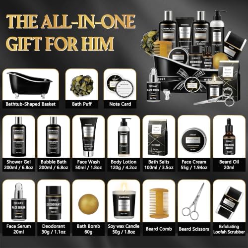 Spa Gifts for Men, Charcoal Bath and Beard Grooming Kit - Image 2