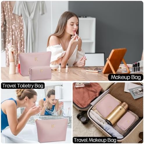 Gifts for Women Girls Personalized Initial Travel Makeup Bag - Image 6