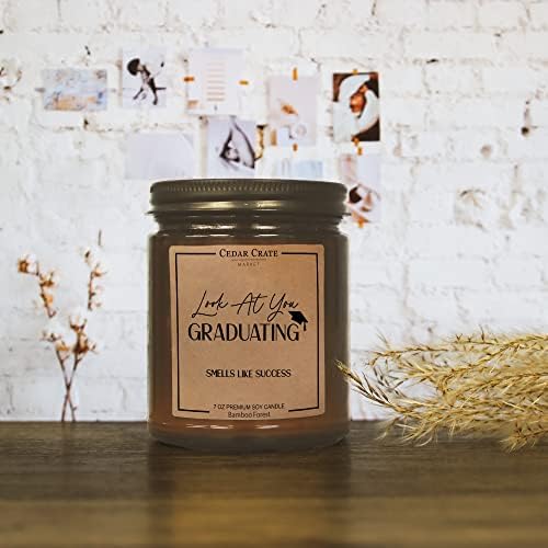 Graduation Gifts 2025 High School College | Funny Graduation Birthday Gift | Proud of You Gifts | Congratulations Presents for Women Men | Handmade in USA | Bamboo + Cypress Scented Candle | 100% Soy - Image 2