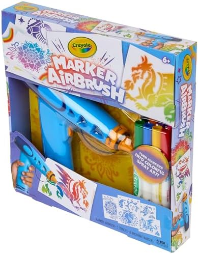 Crayola Marker Airbrush Spray Art Kit, 8 Washable Markers, 5 Stencils - Image 6