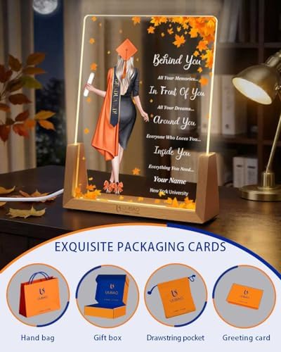 Personalized Name Graduation Gifts Custom Night Light LED Table Lamp Portrait Creator for Her 2026 University High School Keepsake(Girl H) - Image 4