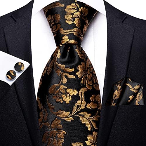 Hi-Tie Lot 5 Pcs Gift Box Mens Tie Set Necktie with Pocket Square Cufflinks Silk Neck Tie Collection - Image 3