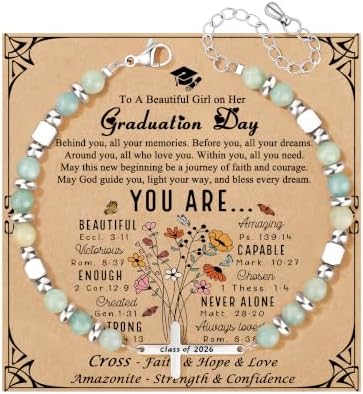 Gifts for Women Faith Cross Bracelet, Unique Amazonite Bracelets for Women by Joycuff