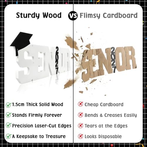 Senior 2027 Table Centerpiece Sign - Class of 2027 Graduation Table Decor - 15" Large Wooden Letter Sign for Party Decor, Photoshoot Props, High School & College Graduation Supplies (Black) - Image 5