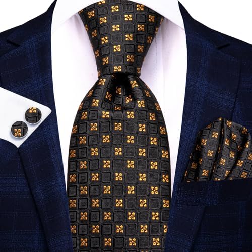 Hi-Tie Lot 5 Pcs Gift Box Mens Tie Set Necktie with Pocket Square Cufflinks Silk Neck Tie Collection - Image 5