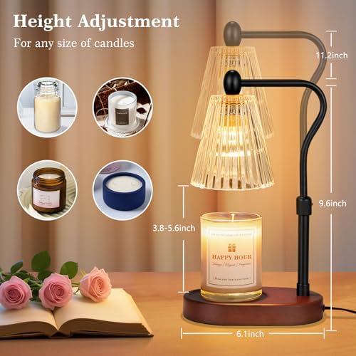 Imenlox Candle Warmer Lamp, with Timer & Dimmer, Adjustable Height, Christmas Birthday Mothers Day Gifts for Women Mom Her, House Warming New Home Thanksgiving Décor (Brown) - Image 5