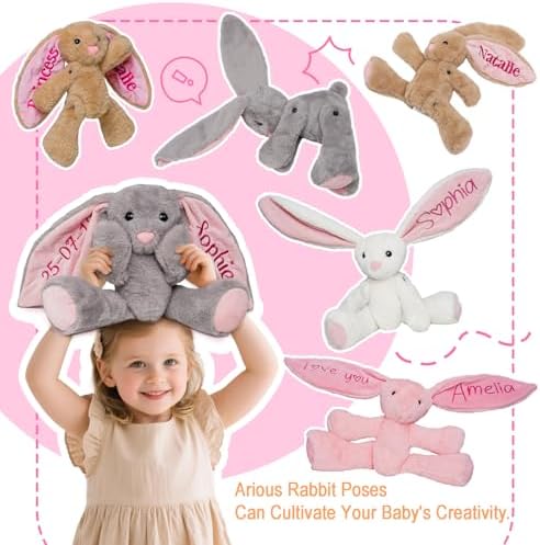 Personalized Bunny Plush with Embroidery Name,Bunny Stuffed Animal Toys - Image 4