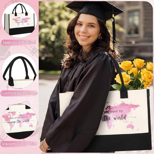 Vesici 8 Pcs Graduation Gifts Set for Women Her 2026 with Tote Bag Makeup Bag Bracelet Box Glass Cup Pens Class of 2026 Congratulations Graduate Gift Basket for College Senior Nurse(Pink) - Image 3