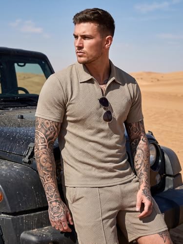 Men's Summer Outfits 2-Piece Polo Short Sets Shirt Sweatsuit - Image 4