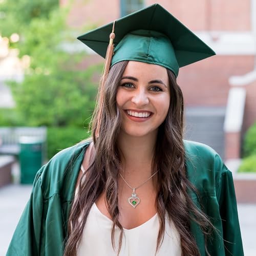 2026 Graduation Gifts for Her - S925 Sterling Silver Heart Graduation Cap Birthstone Necklaces, Class of 2026 High School College Graduation Gifts for Her - Image 2