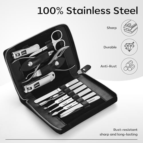 FAMILIFE Stainless Steel Manicure Set 11-in-1 Professional Nail Clipper Kit - Image 2