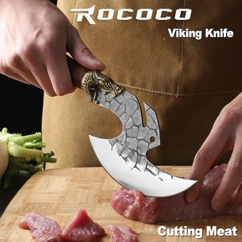 ROCOCO Viking Cleaver Knife Birthday - Kitchen Axe & Sheath Father Gift Men - Image 2
