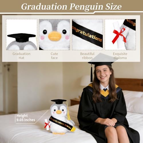 Graduation Decorations 2026 Penguin Plush，9.05 Inch Class of 2026 Graduation Plush Penguin Stuffed Animal,Cute Graduation Gifts for Kindergarten, High School, and College Graduates (Penguin) - Image 4