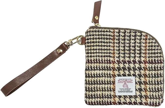 Harris Tweed Wool Coin Purse Small Money Pouch With Zipper For Women Men handmade (No.2177)