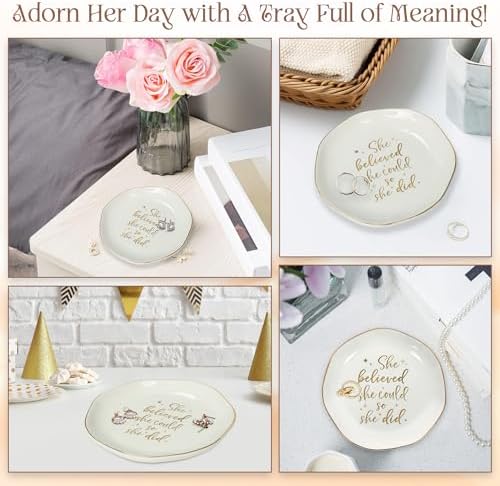 OASSIE Graduation Gifts for Women Her - 4"x4" Ceramic Jewelry Dish Tray - Image 6