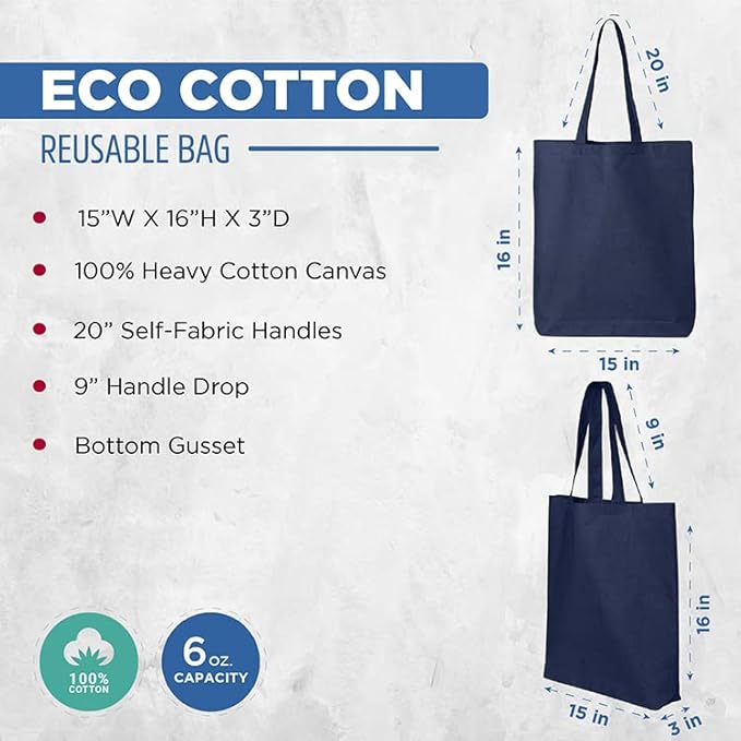 shop4ever Personalized Custom Design Your Own Eco Cotton Tote Reusable Shopping Bag Customizable Gift