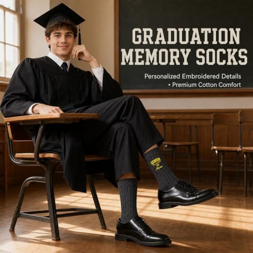 Personalized Name Senior - Class of 2027 Embroidered Socks Custom Socks with Name Gift for Graduates Unisex - Image 4