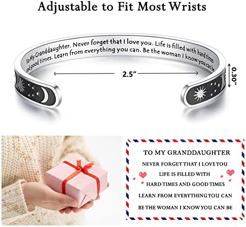 TONY & SANDY Inspirational Bracelets for Women Teen Girls Personalized Gifts for Daughter Granddaughter Mom Sister Friends Stainless Steel Engraved Cuff Birthday Easter Christmas - Image 3