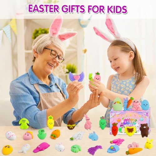 Easter Egg Fillers - 30 Pack Kawaii Mochi Squishy Toys for Easter Basket Stuffers, Mini Cute Squishies Squeeze Toy Easter Party Favors, Easter Gifts for Kids Classroom Prizes School Rewards - Image 6